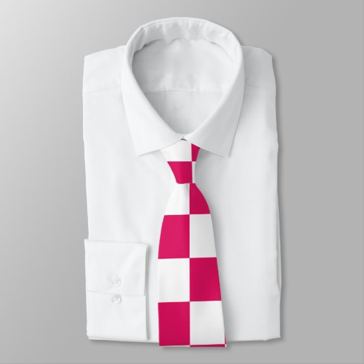 Cravate Ruby et blanc À damiers Vintage (Attaché)