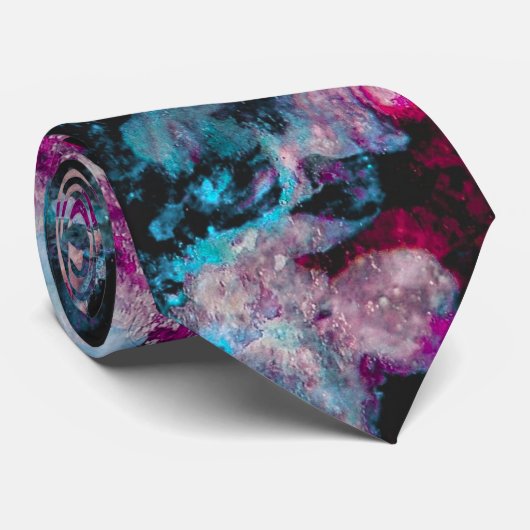 Cravate Ruby et Sapphire Crystal Geode Abstrait (Roulé)