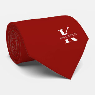 Cravate Ruby Red Elegant Monogramme + Nom   Deux Côtés
