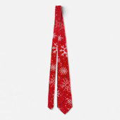 Cravate Ruby Red Festive Noël Blanc Flocons de Neige (Dos)
