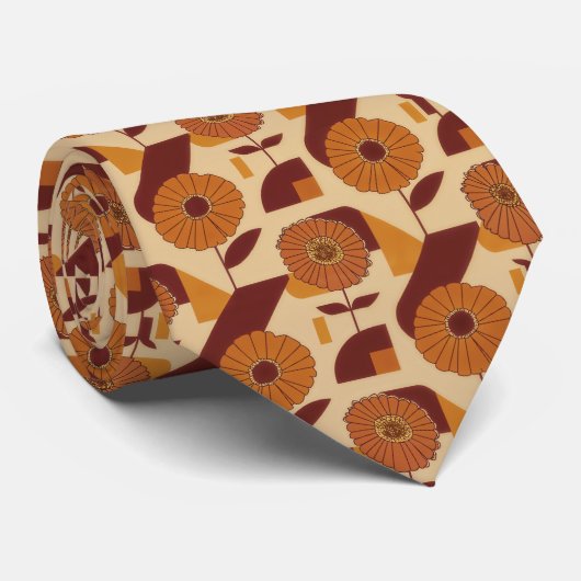 Cravate Rustic Autumn Floral Geometric Pattern (3) (Roulé)