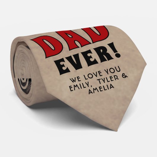 Cravate Rustic Best Papa Red Heart 2 Photo (Roulé)