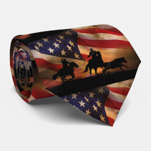 Cravate Rustic Cowboys Roping et American Flag