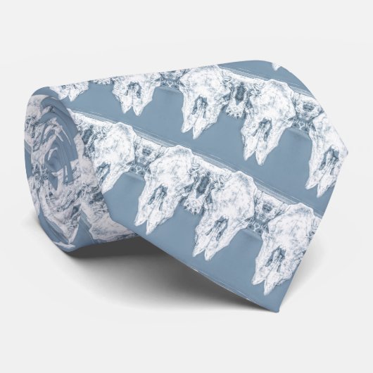 Cravate Rustic Dusty Blue White Bull Cow Skulls Pattern (Roulé)