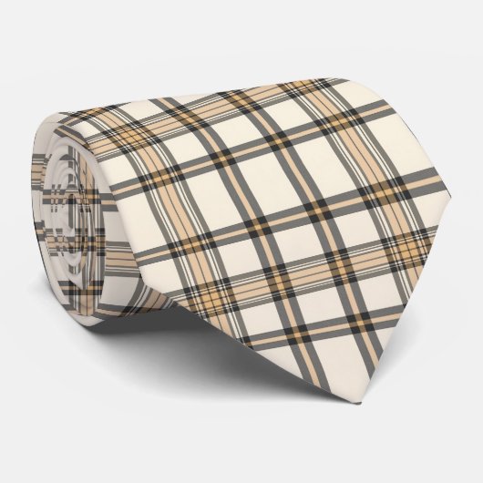 Cravate Rustic Farmhouse Beige and Brown Plaid Gift (Roulé)
