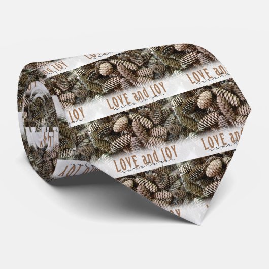 Cravate Rustic Holiday Love and Joy Pine Cone (Roulé)