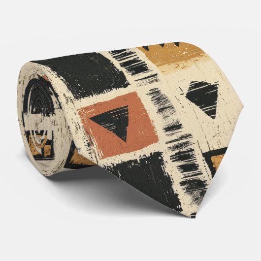 Cravate Rustic Mudcloth Geometric Pattern (2) (Roulé)