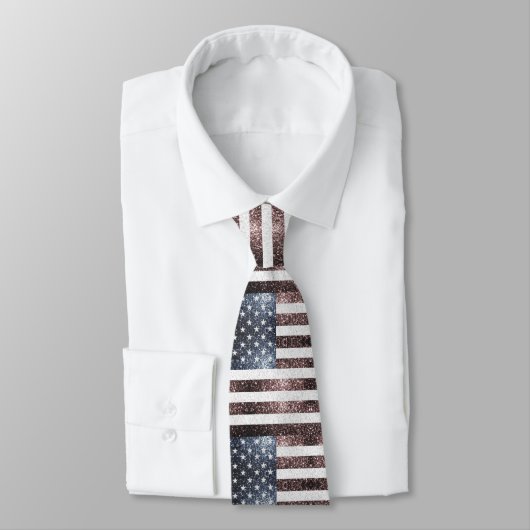 Cravate Rustic Red White Blue Sparkles USA flag  (Attaché)