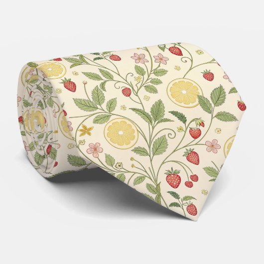 Cravate Rustic Strawberry & Citrus Earthy Pattern (1) (Roulé)