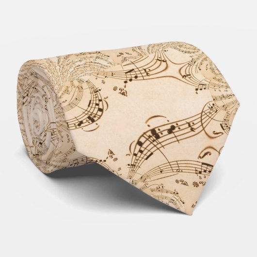 Cravate Rustique Antique Musical Notes (Roulé)