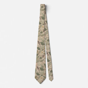 Cravate Rustique Cottagecore Floral Botanique Vert Sauge