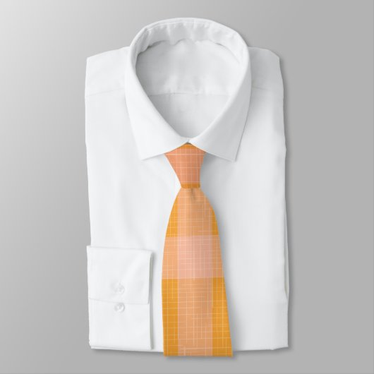 Cravate Rustique Orange Automne Plaid Tartan (Attaché)