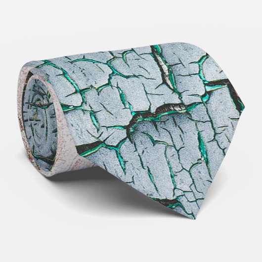 Cravate Rustique vieux bleu clair vert peint bois (Roulé)