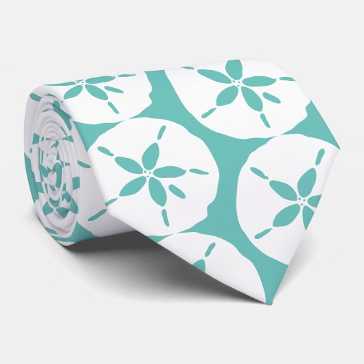 Cravate Sable blanc Dollars Motif Plage Turquoise Mariage (Roulé)