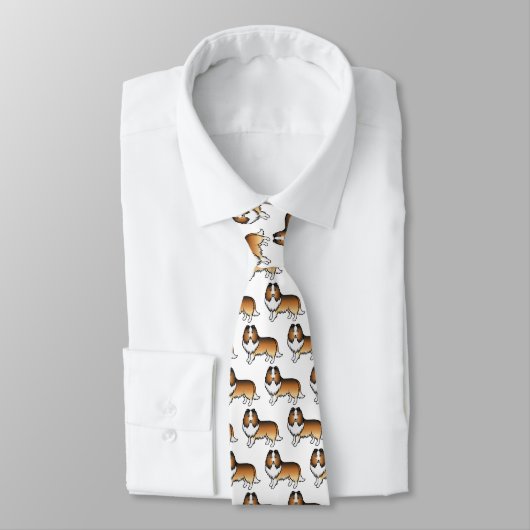 Cravate Sable Shetland Sheepdog Motif de dessin de chien (Attaché)