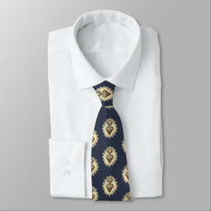 Cravate Sacré Coeur Necktie Marine Bleu avec Sacré Coeur