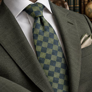 Cravate Sage Blue Motif Argyll Tissé