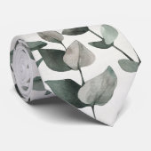 Cravate Sage & Emerald Green Eucalyptus Mariage (Roulé)