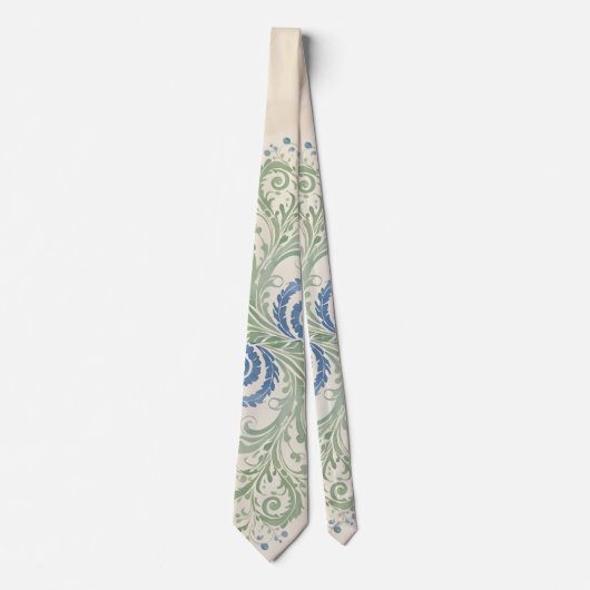 Cravate Sage et Blue Organic Leafy Paisley Swirls (Devant)