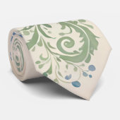Cravate Sage et Blue Organic Leafy Paisley Swirls (Roulé)