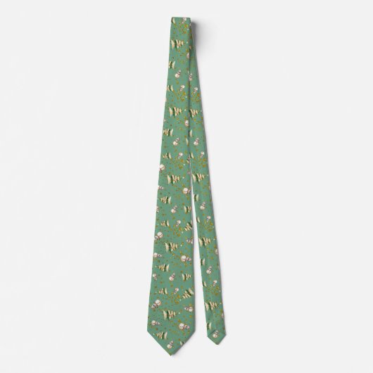 Cravate Sage Green Beach Christmas Snowman Pattern (Devant)
