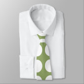 Cravate Sage Green & Big White Pois (Attaché)