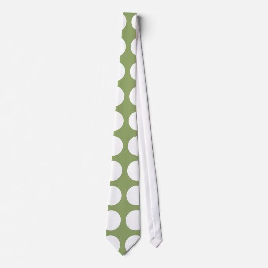 Cravate Sage Green & Big White Pois (Devant)