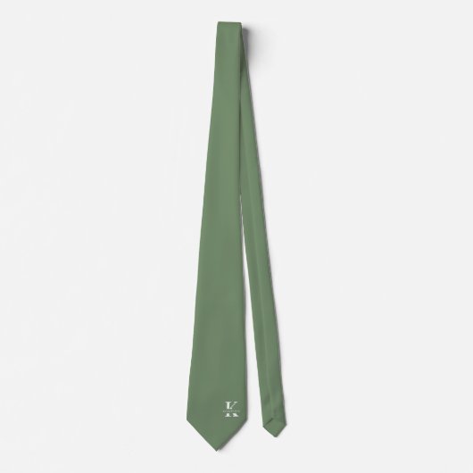 Cravate Sage Green Élégant Monogramme + Nom (Devant)