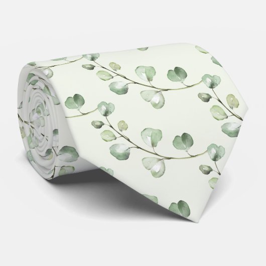Cravate Sage Green Eucalyptus Verdure Mariage élégant (Roulé)