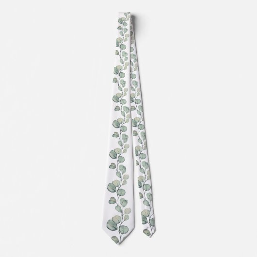 Cravate Sage Green Eucalyptus Vert Mariage blanc (Devant)