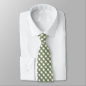 Cravate Sage Green Gingham Patterned Neck Tie (Attaché)