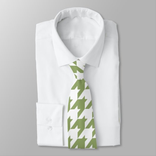Cravate Sage Green & White Houndstooth (Attaché)