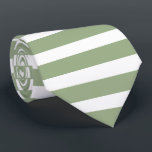 Cravate Sage Moderne Vert Et Blanc Horizontal Divisé<br><div class="desc">Cravate à rayures horizontales simple et moderne en vert sauge et blanc.</div>