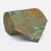 Cravate Sage Motif des vrais ananas (Roulé)
