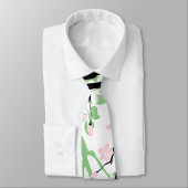 Cravate Sage vert and black branch, blush pink flowers (Attaché)