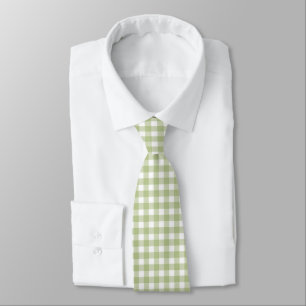 Cravate Sage vert et blanc En vichy