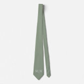 Cravate Sage vert et blanc | Monogramme moderne (Devant)