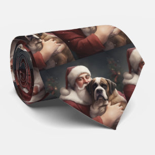 Cravate Saint Bernard avec le Père Noël Festif Noël