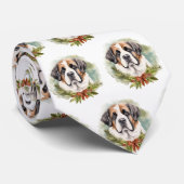 Cravate Saint Bernard Christmas Wreath Festive Pup (Roulé)
