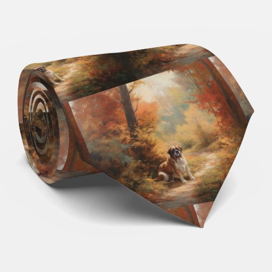 Cravate Saint Bernard en automne Feuilles Automne automne  (Roulé)
