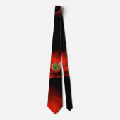 Cravate SAINT GEORGE ET DRAGON Rose fractal rouge en noir (Devant)