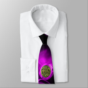 Cravate SAINT GEORGE ET DRAGON Violet Rose fractal, Noir
