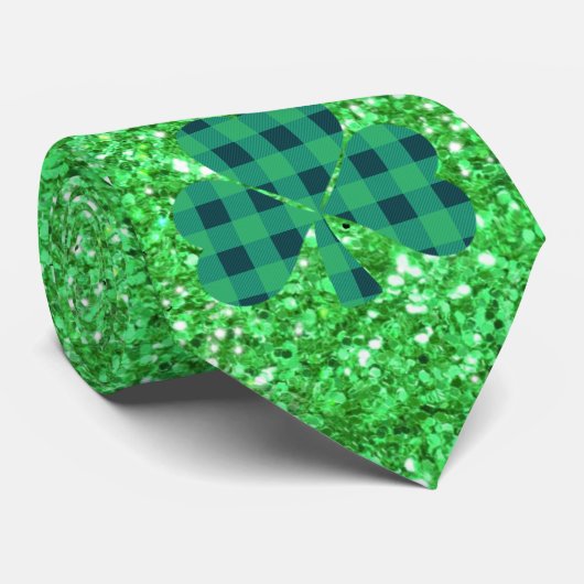 Cravate Saint-Patrick jour étincelle paillettes Kelly vert (Roulé)