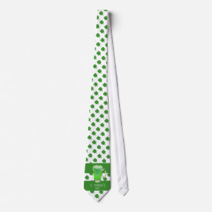 Cravate Saint Patrick`s day Bière verte Motif Shamrock