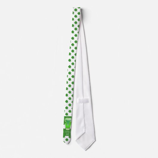 Cravate Saint Patrick`s day Bière verte Motif Shamrock (Dos)