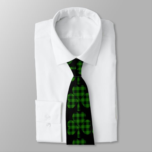 Cravate Saint Patrick’s day green noir plaidvshamrocks (Attaché)