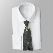 Cravate Saint Patrick's Day Dark Grey & Green Skulls & Ros (Attaché)