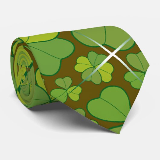 Cravate Saint Patrick's Day Lucky Clovers Shamrock irlanda (Roulé)