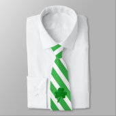 Cravate Saint Patrick's Day Shamrock Grreen White Stripes (Attaché)