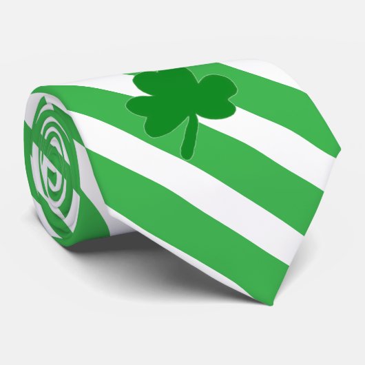 Cravate Saint Patrick's Day Shamrock Grreen White Stripes (Roulé)
